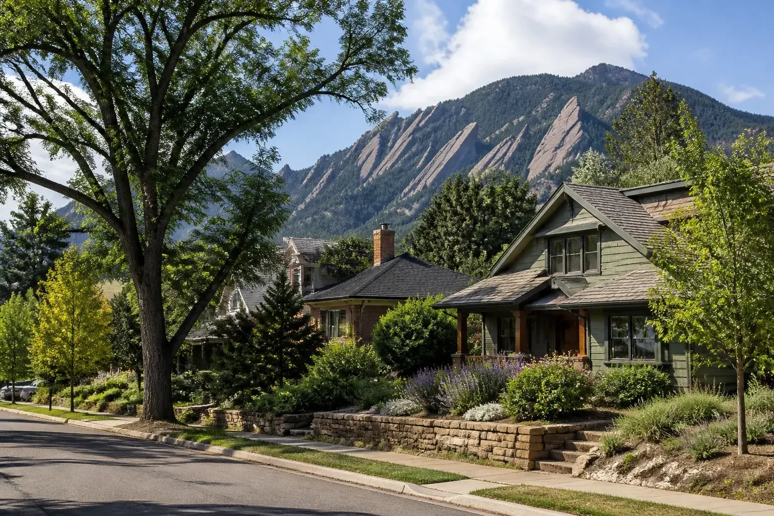 Boulder neighborhood with foothills and quiet homes.